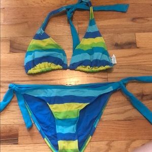 Striped string bikini